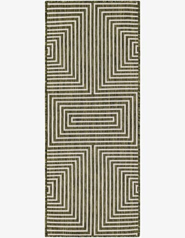 Green Easy-Clean Modern Indoor / Outdoor Runner Rug