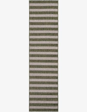 Green Easy-Clean Ribbon Indoor / Outdoor Runner Rug