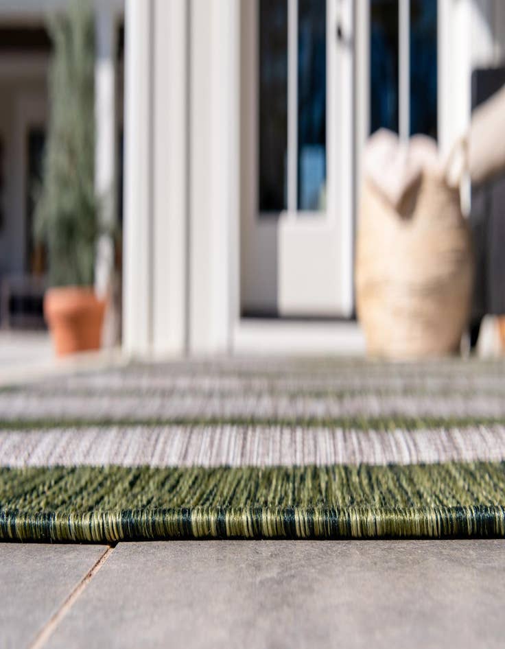 Detail image of 2' 7 x 10'  Washable Striped Indoor / Outdoor Runner Rug