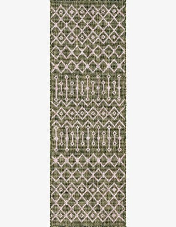 Green Easy-Clean Trellis Indoor / Outdoor Runner Rug