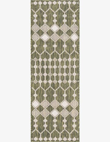 Green Easy-Clean Trellis Indoor / Outdoor Runner Rug