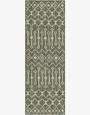 Green Easy-Clean Trellis Indoor / Outdoor Runner Rug