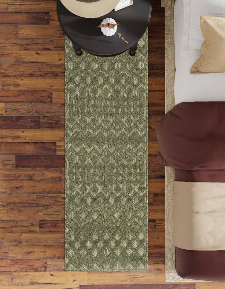 Detail image of 2' x 8'  Washable Trellis Textured Indoor / Outdoor Runner Rug