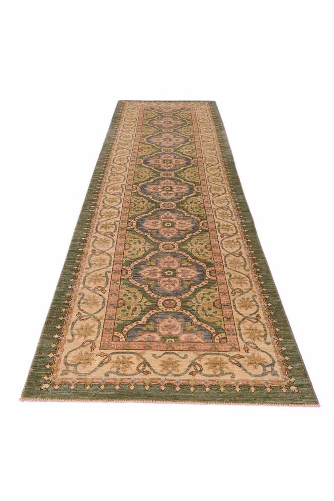 2' 11 x 11' 5 Hand Knotted Pershawar Ziegler Runner Rug