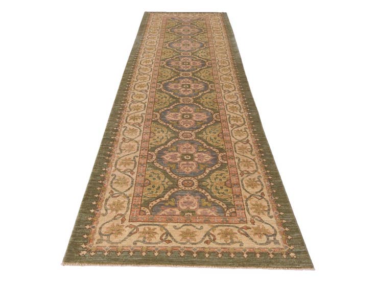 Detail image of 2' 11 x 11' 5 Hand Knotted Pershawar Ziegler Runner Rug