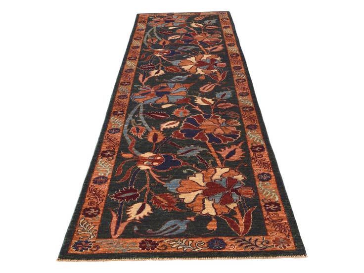 Detail image of 2' 8 x 9' 10 Hand Knotted Peshawar Ziegler Runner Rug