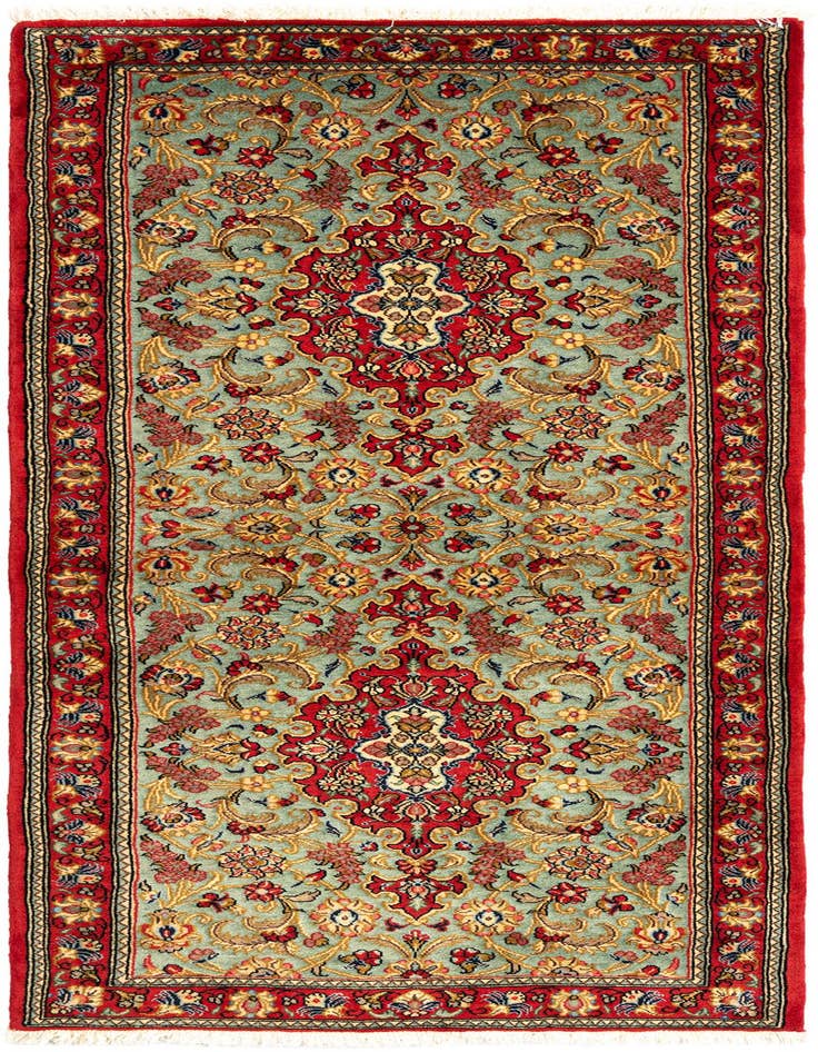 Detail image of 2' 8 x 6' 5 Hand Knotted Qom Persian Runner Rug