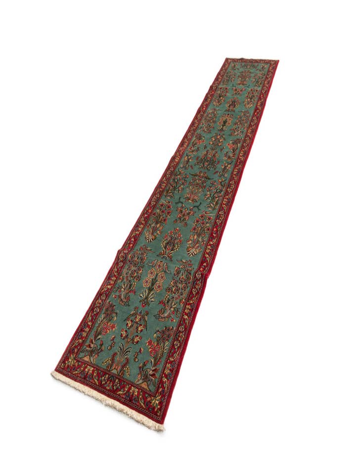 Detail image of 2' 8 x 13' 4  Hand Knotted Qom Persian Runner Rug