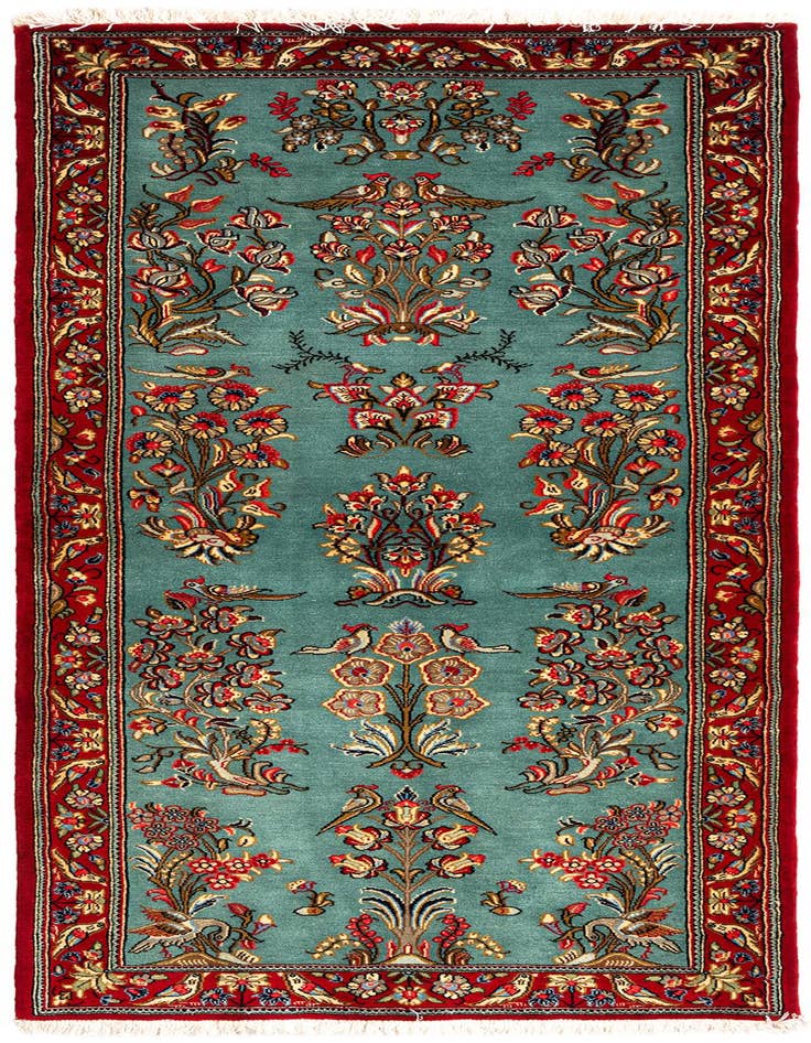 Detail image of 2' 7 x 6' 6 Hand Knotted Qom Persian Runner Rug