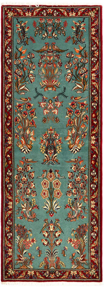 Detail image of 2' 8 x 7' 4 Hand Knotted Qom Persian Runner Rug