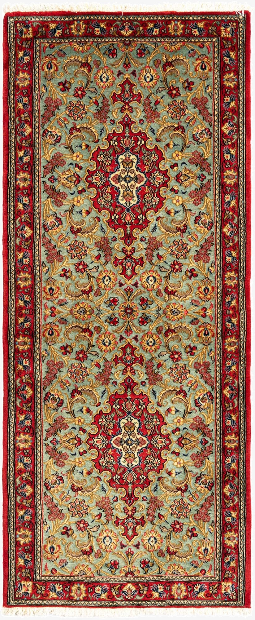 2' 8 x 6' 5  Hand Knotted Qom Persian Runner Rug