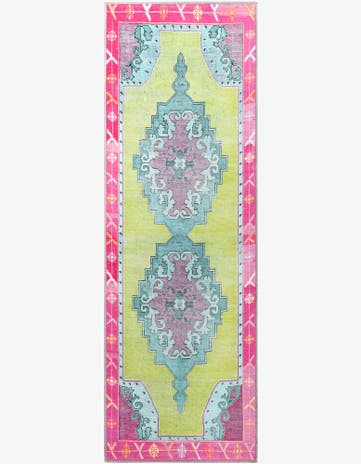 Green Washable Timeless Runner Rug