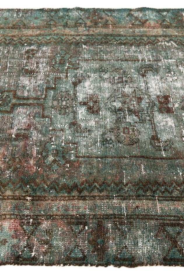 Detail image of 2' 10 x 6' Hand Knotted Ultra Vintage Persian Wool Runner Rug