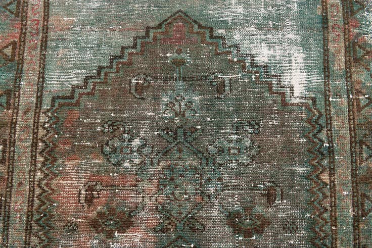 Detail image of 2' 10 x 6' Hand Knotted Ultra Vintage Persian Wool Runner Rug