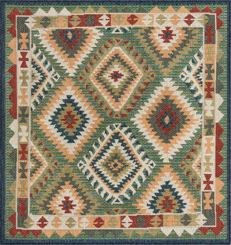 Detail image of 5' 3 x 5' 3 Easy-Clean Baja Indoor / Outdoor Square Rug