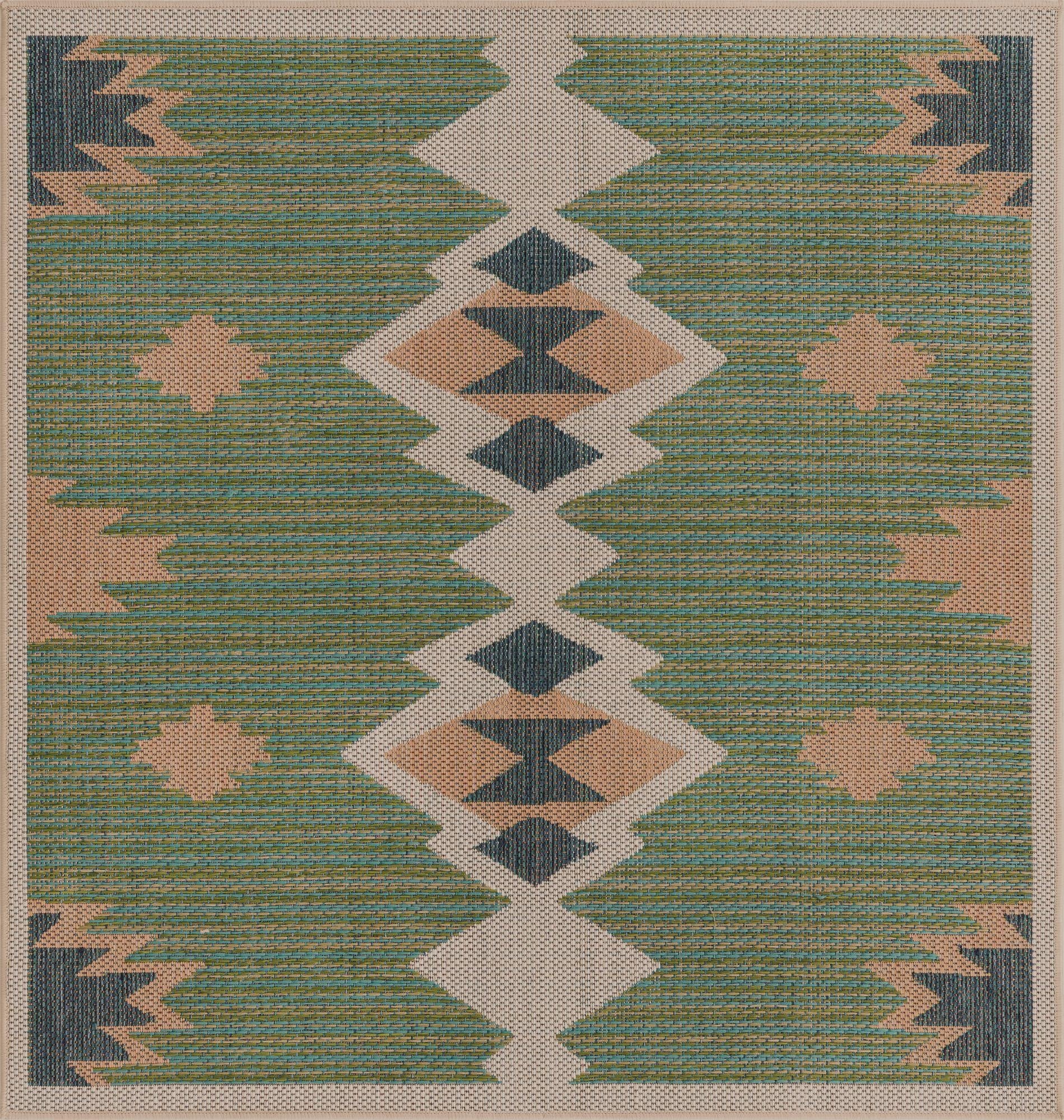 5' 3 x 5' 3  Washable Baja Indoor / Outdoor Square Rug