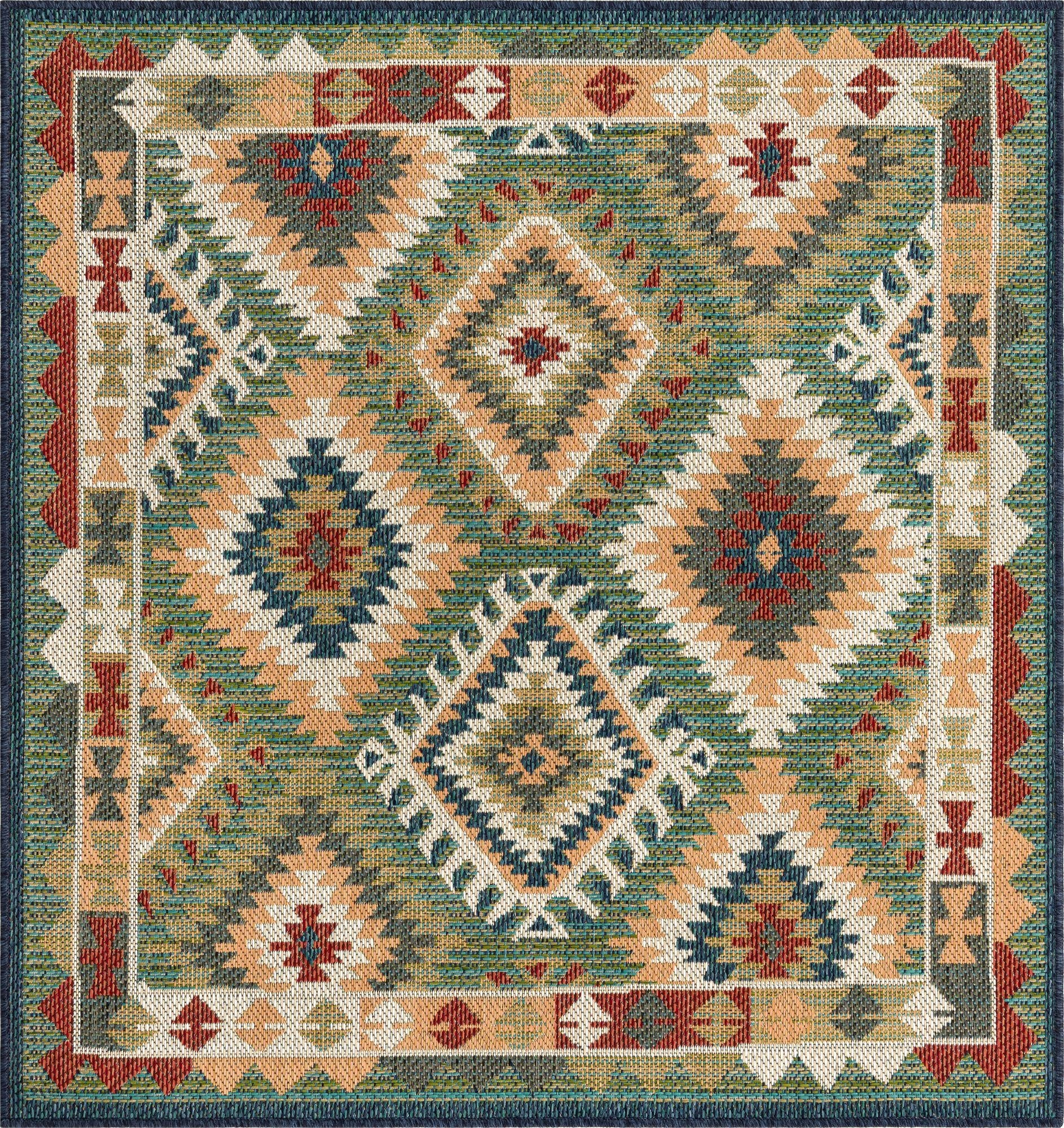 5' 3 x 5' 3  Washable Baja Indoor / Outdoor Square Rug