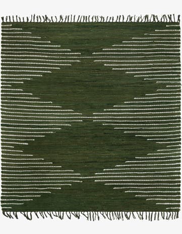 Green Hand Woven Chindi Cotton Square Rug