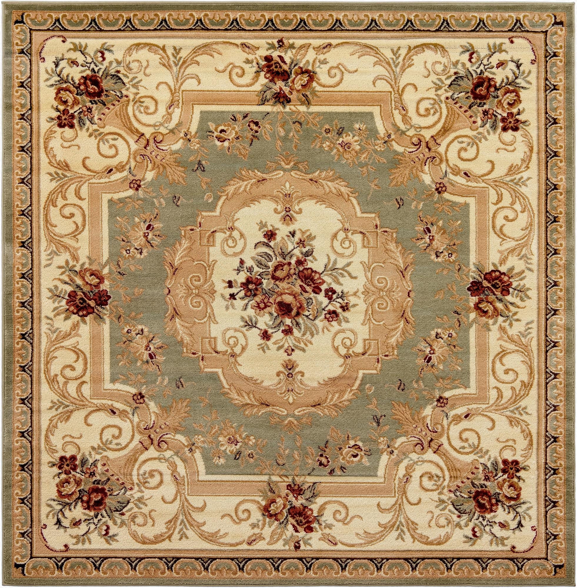 7' x 7' Classic Aubusson Square Rug