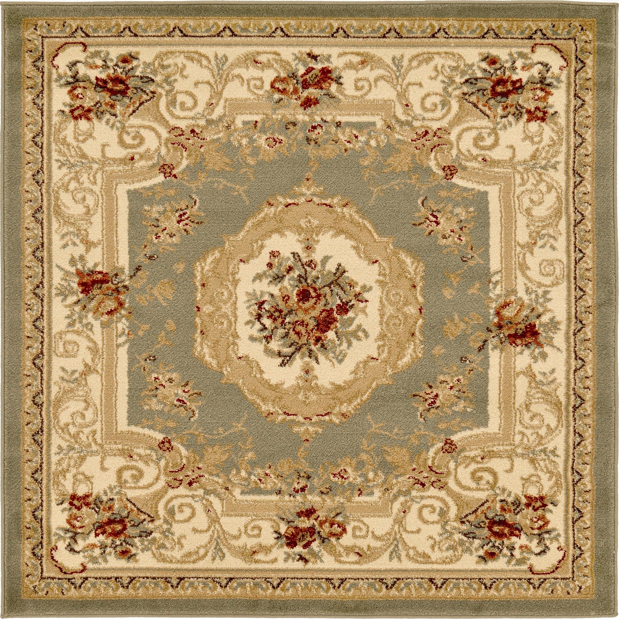 4' x 4' Classic Aubusson Square Rug