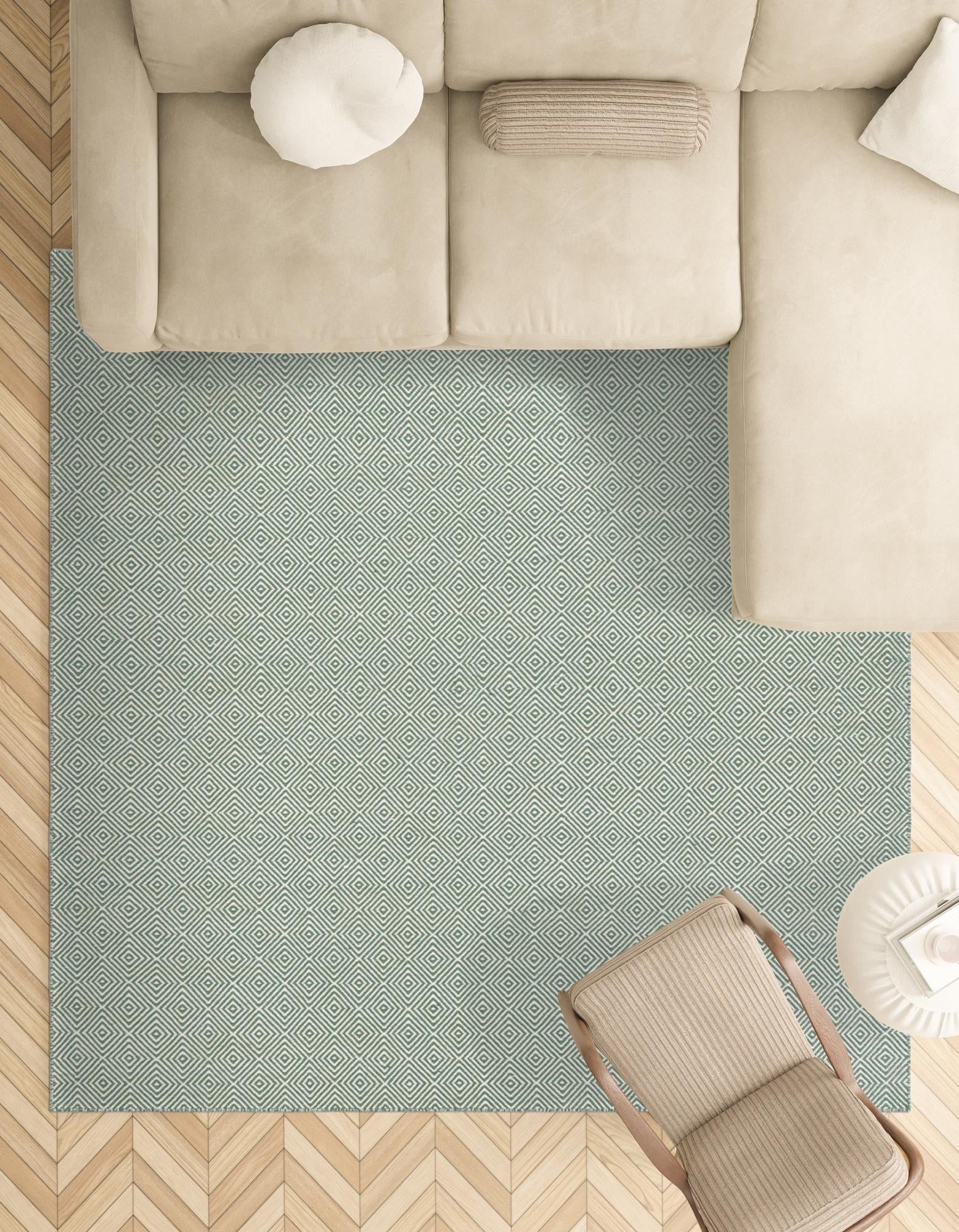 10' x 10' Hand Woven Geo Trellis Flatweave Square Rug