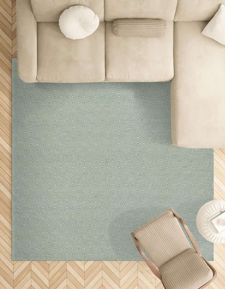 10' x 10' Hand Woven Geo Trellis Flatweave Square Rug