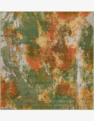 Green Washable Haerfest Square Rug