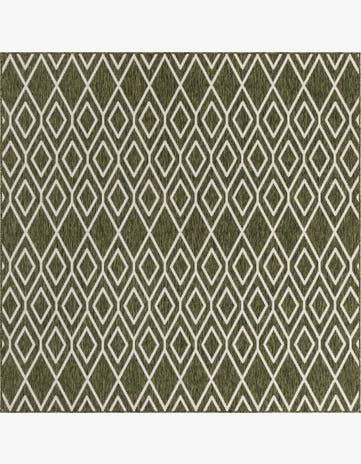 Green Easy-Clean Jill Zarin Turks and Caicos Indoor / Outdoor Square Rug
