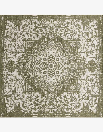 Green Easy-Clean Jill Zarin Dubai Indoor / Outdoor Square Rug