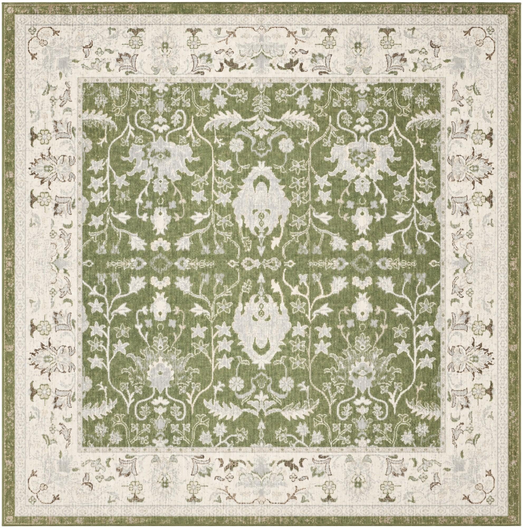 Green Kamala Washable Square Rug