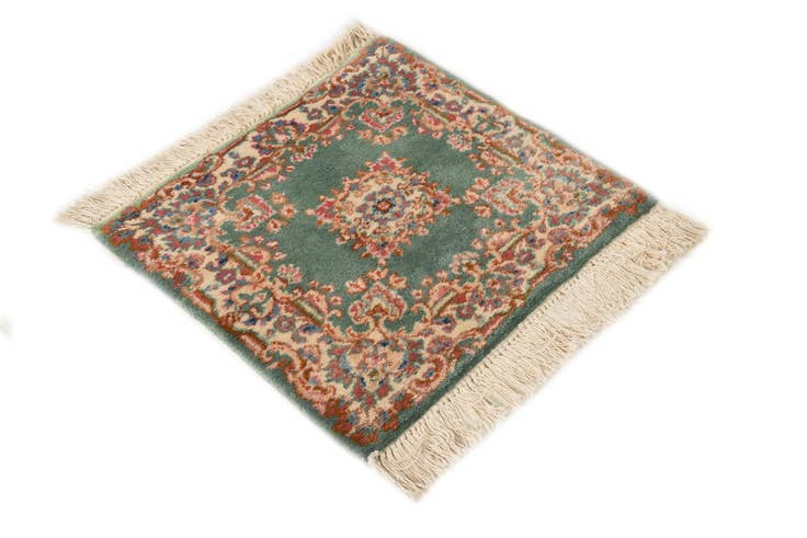 Detail image of 2' x 2' Hand Knotted Kerman Persian Wool Square Rug