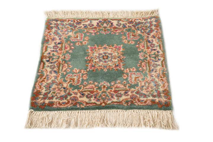 2' x 2' Hand Knotted Kerman Persian Wool Square Rug