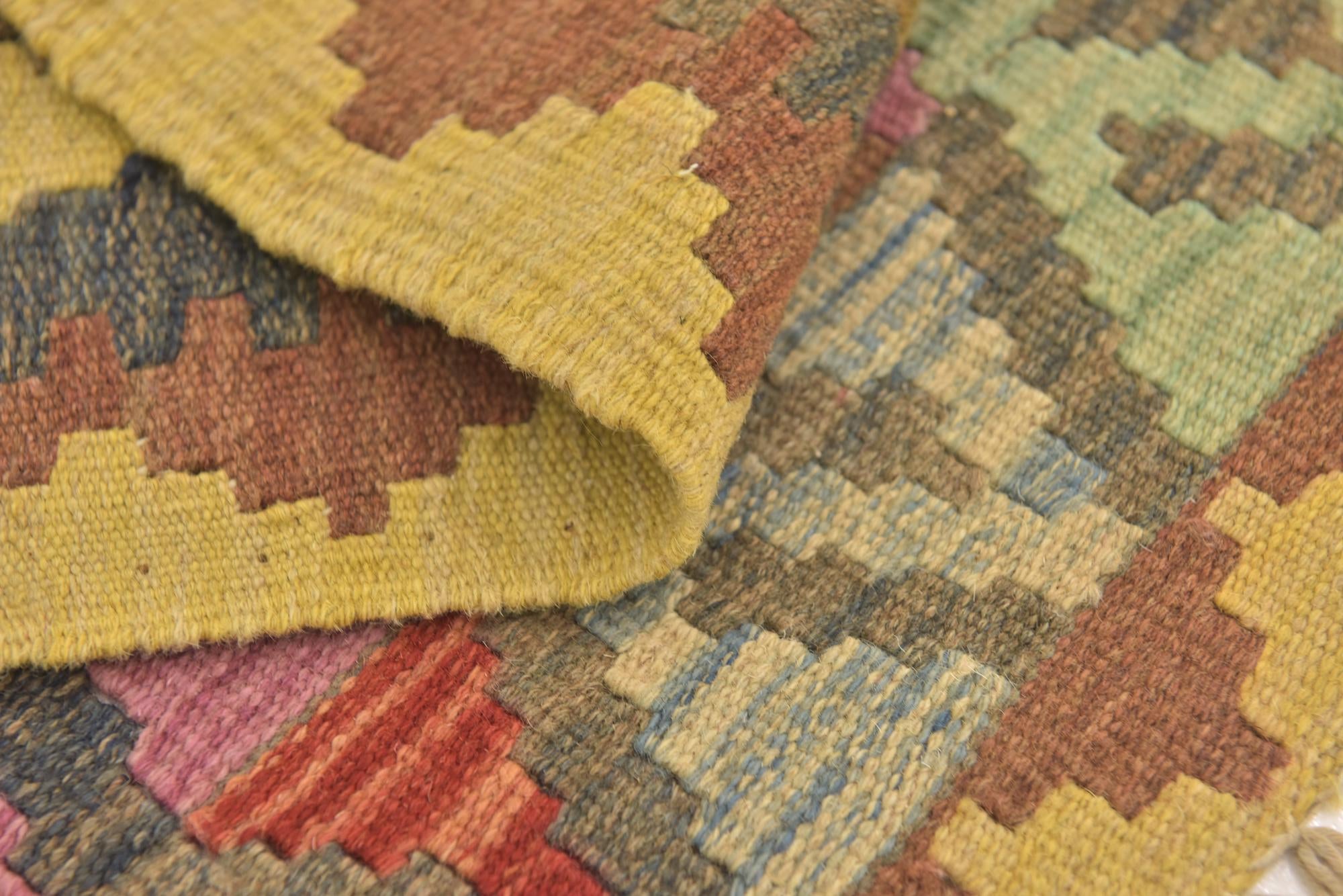 90cm x 105cm Tejido a mano Kilim Maymana Alfombra Lana Cuadrado