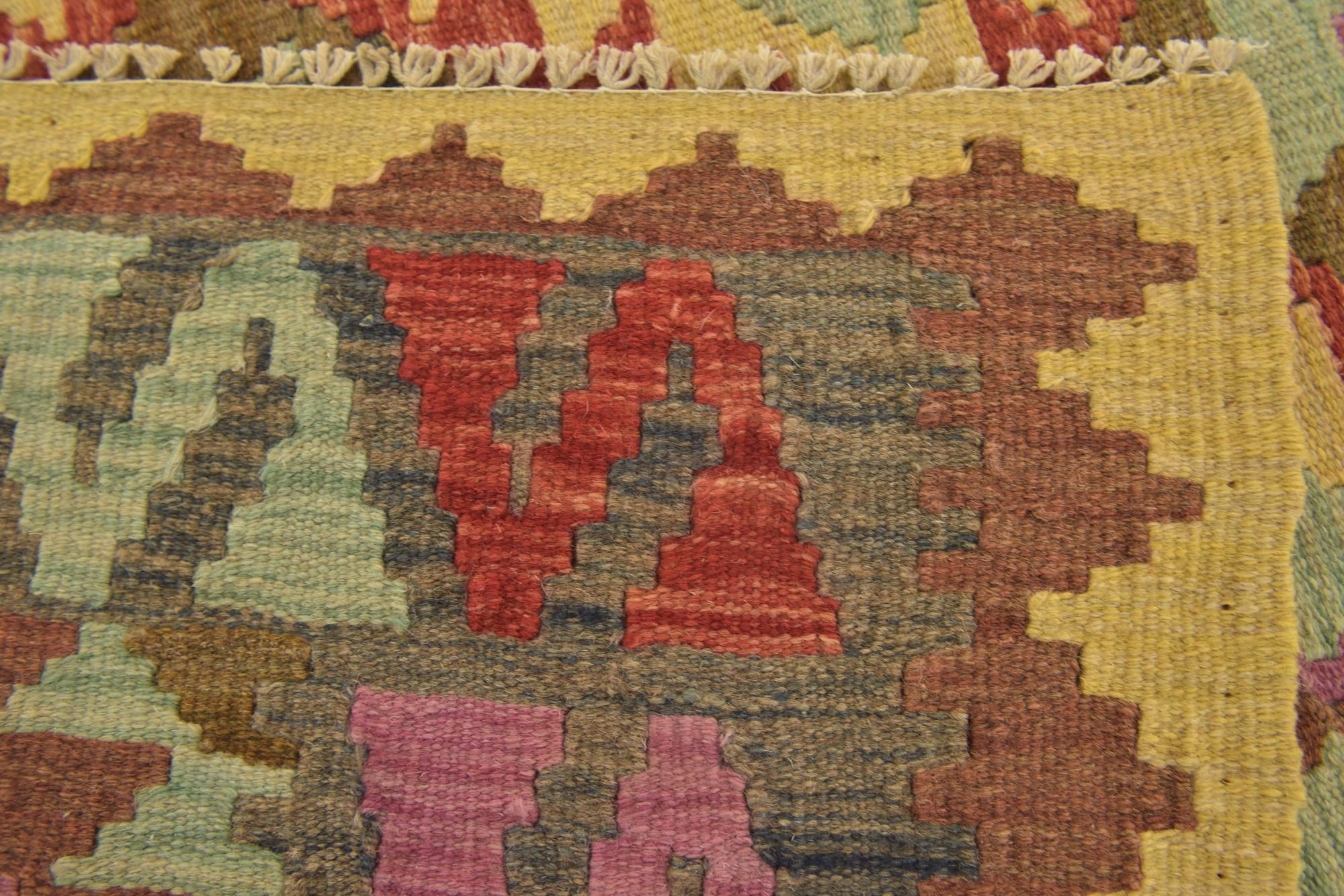 90cm x 105cm Tejido a mano Kilim Maymana Alfombra Lana Cuadrado
