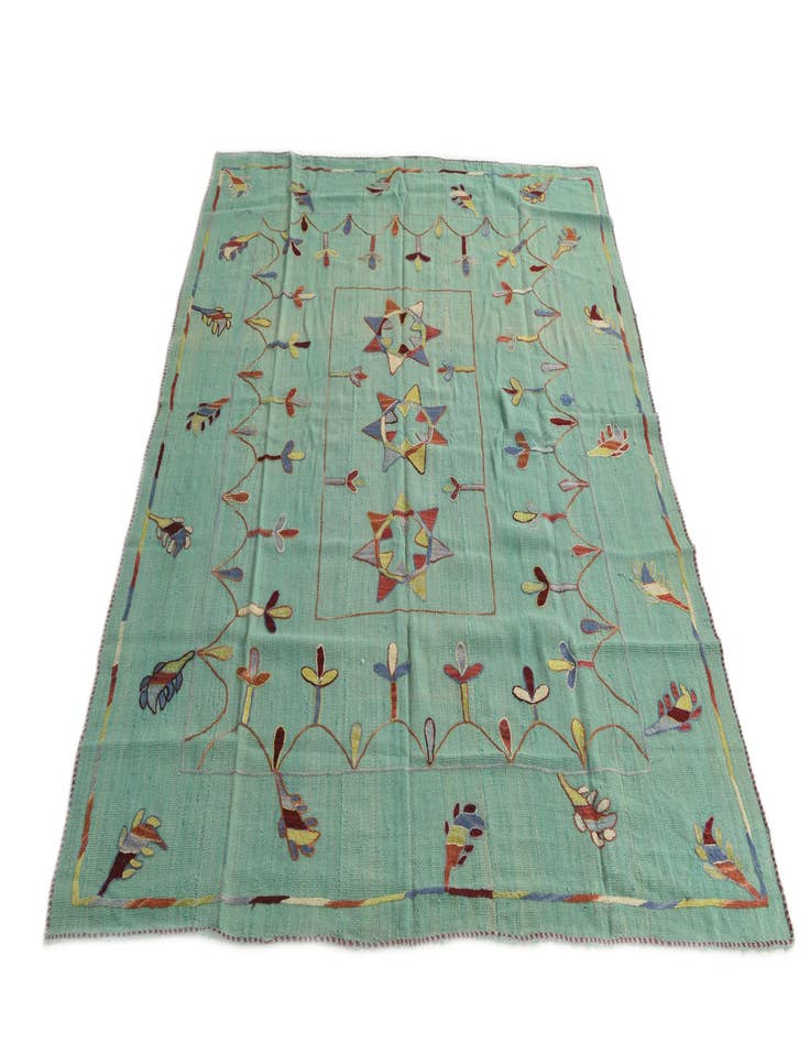 Detail image of 5' 10 x 6' 10  Hand Woven Kilim Suzani Wool Square Rug