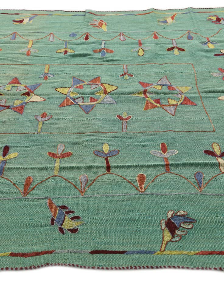 Detail image of 5' 10 x 6' 10  Hand Woven Kilim Suzani Wool Square Rug