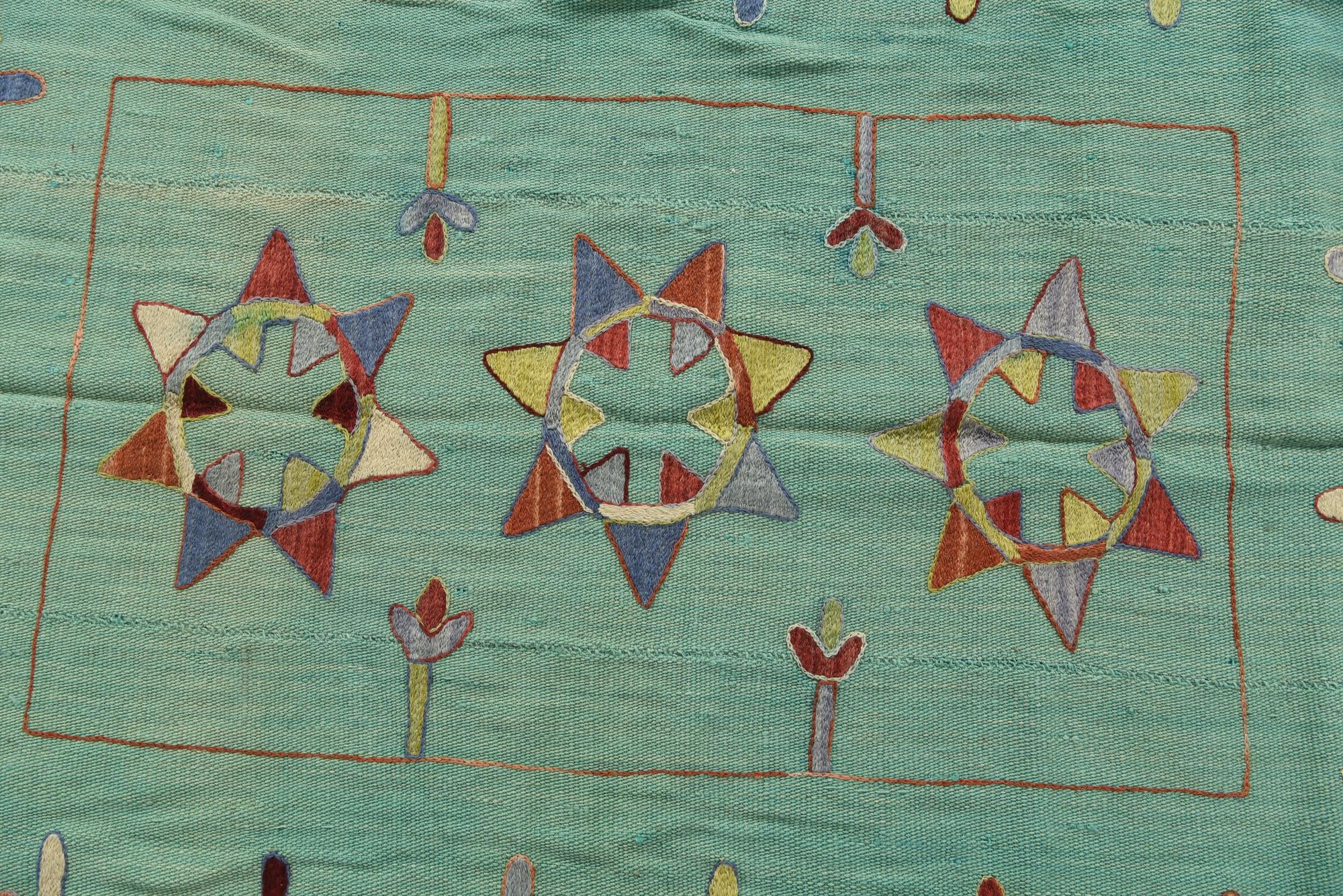5' 10 x 6' 10 Hand Woven Kilim Suzani Wool Square Rug