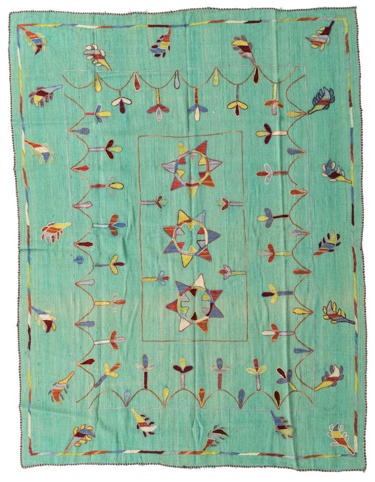 Detail image of 5' 10 x 6' 10 Hand Woven Kilim Suzani Wool Square Rug