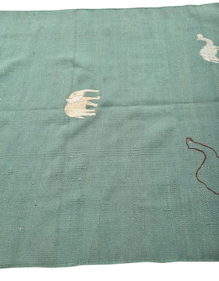 Detail image of 3' 8 x 4'  Hand Woven Kilim Suzani Wool Square Rug