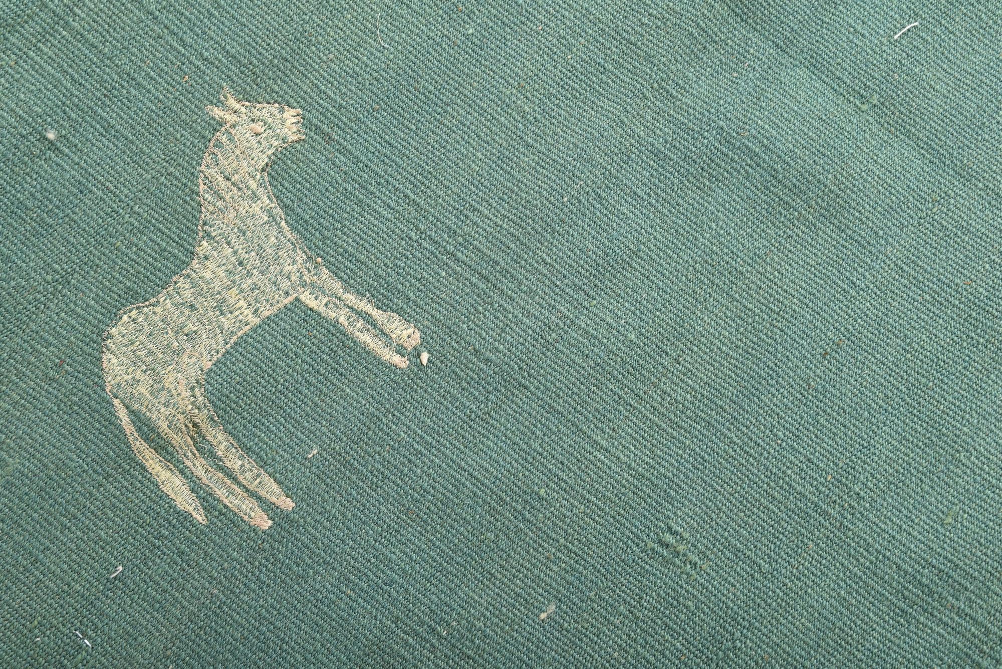 3' 8 x 4' Hand Woven Kilim Suzani Wool Square Rug