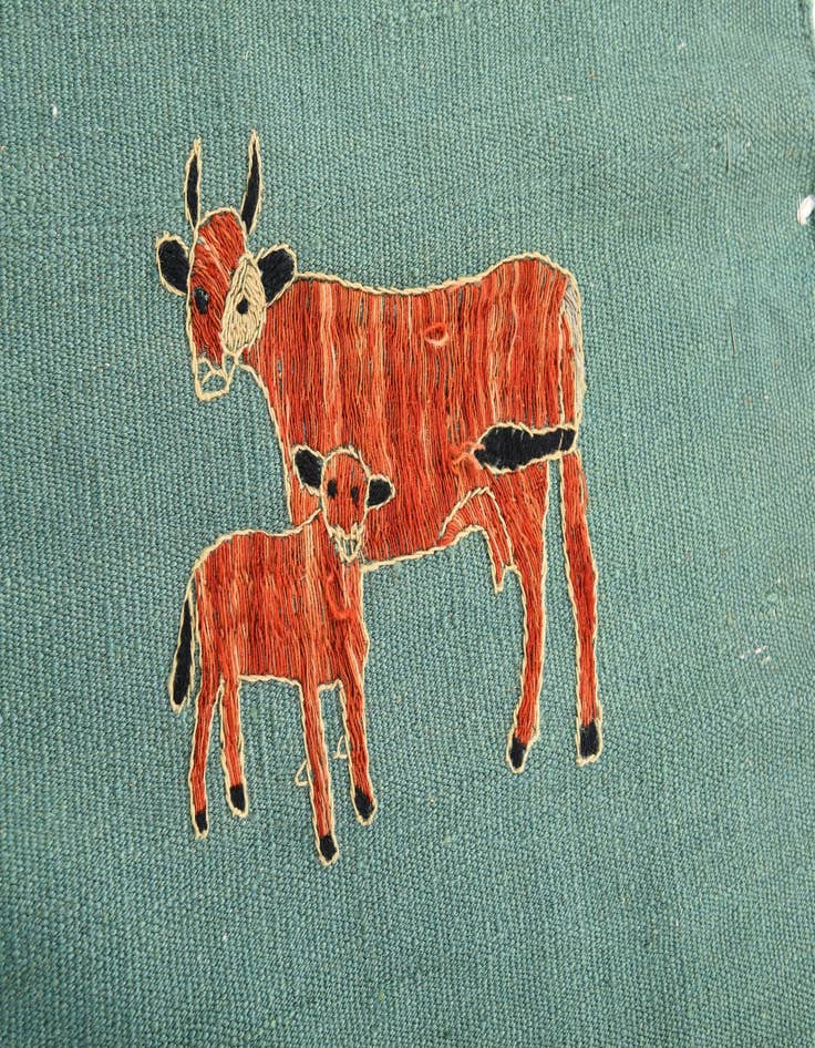 Detail image of 3' 8 x 4'  Hand Woven Kilim Suzani Wool Square Rug