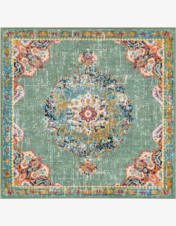 Green Madeline Square Rug