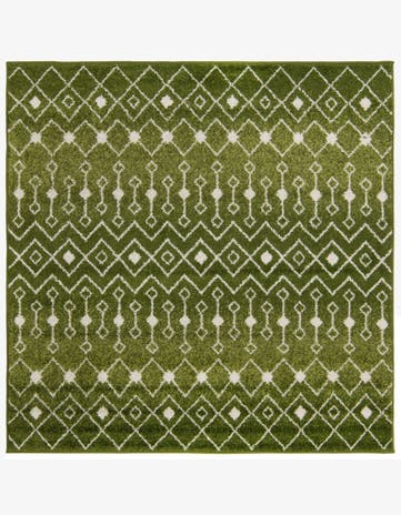 Green Moroccan Trellis Square Rug