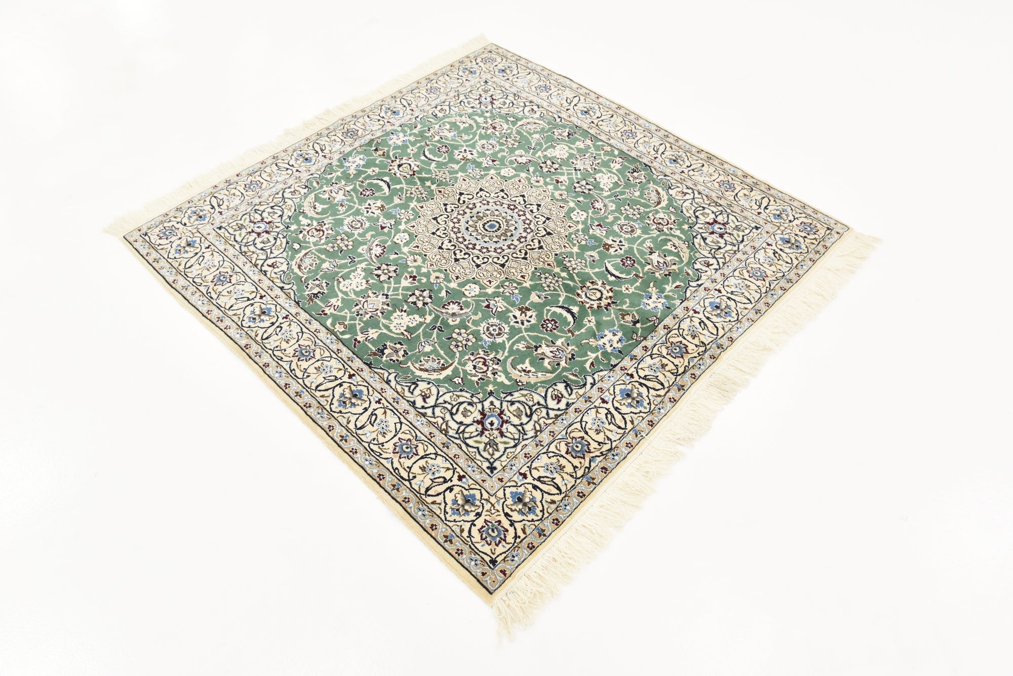 4' 10 x 5' Hand Knotted Nain Persian Square Rug