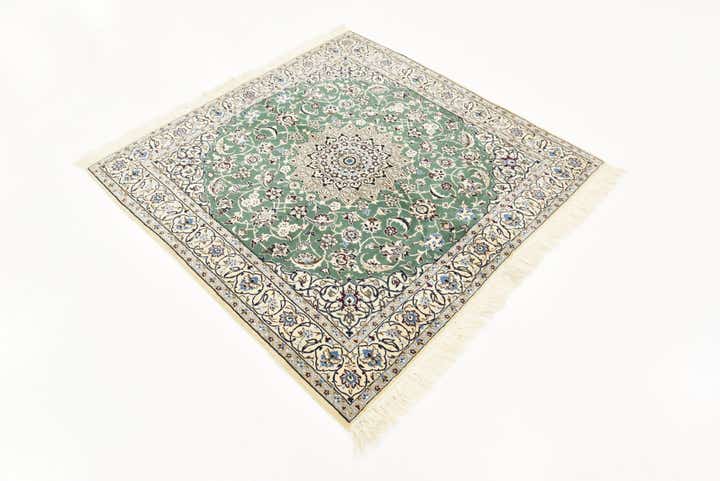 4' 10 x 5' Hand Knotted Nain Persian Square Rug