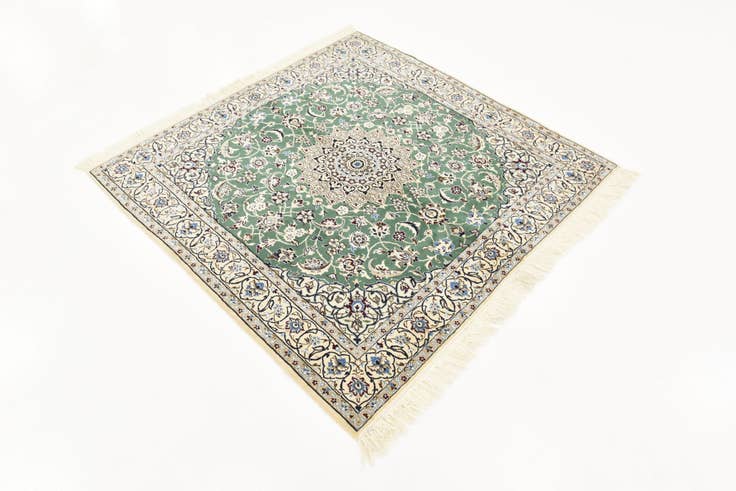 Detail image of 4' 10 x 5' Hand Knotted Nain Persian Square Rug