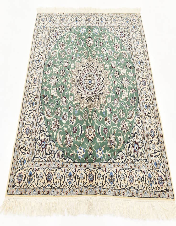 Detail image of 4' 10 x 5' Hand Knotted Nain Persian Square Rug