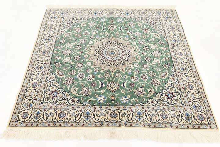 4' 10 x 5' Hand Knotted Nain Persian Square Rug