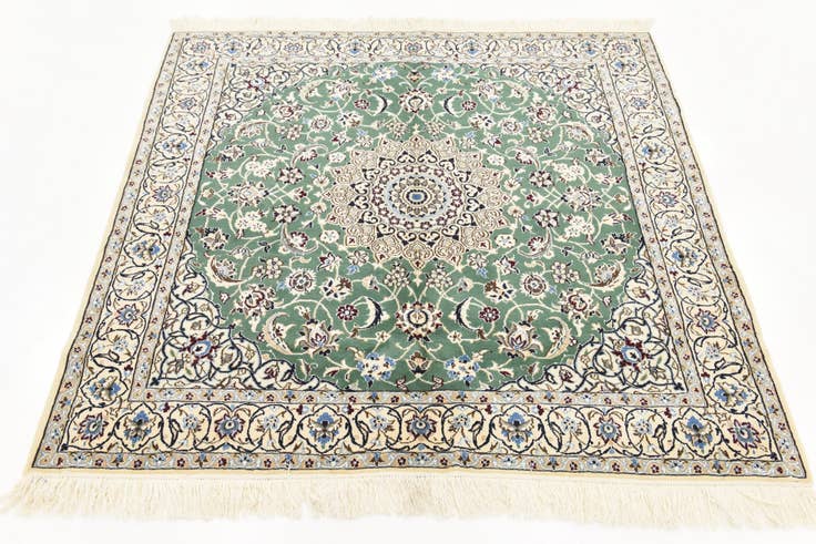 Detail image of 4' 10 x 5' Hand Knotted Nain Persian Square Rug