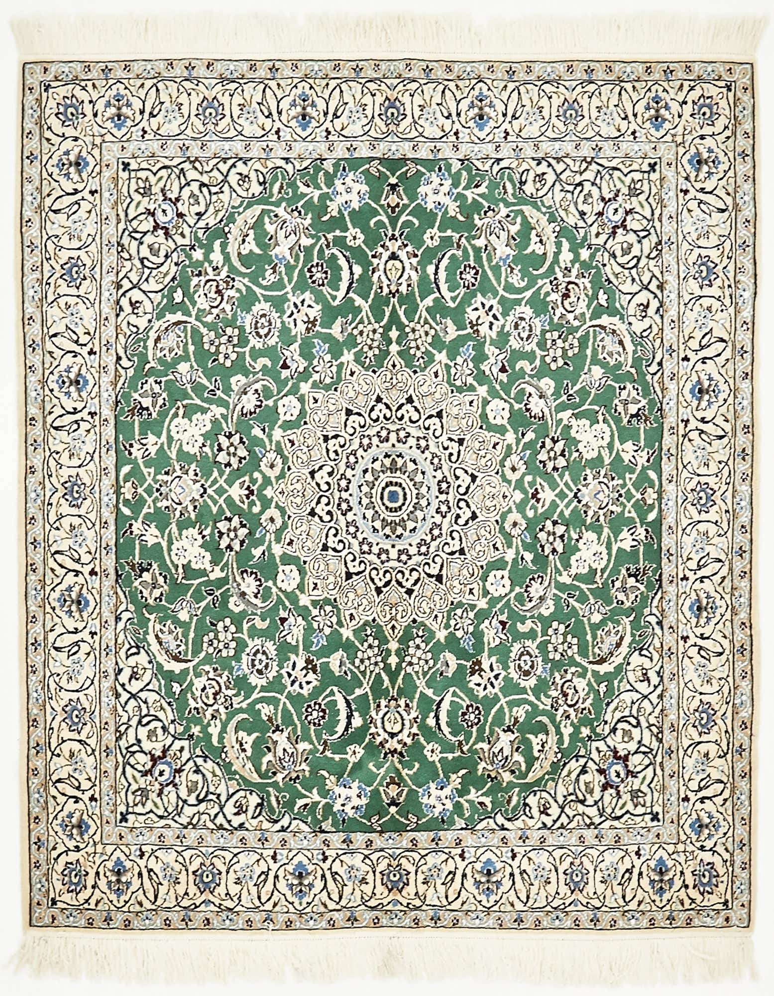 4' 10 x 5' Hand Knotted Nain Persian Square Rug
